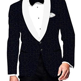 INMONARCH Mens Slim fit Casual Navy Blue Velvet Blazer Sport Jacket Coat Thread Design VB15829